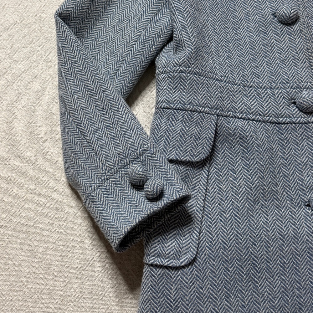 Garnet Hill Girls Herringbone Blue Wool Classic Church Coat 10 Easter Spring - Picture 4 of 9